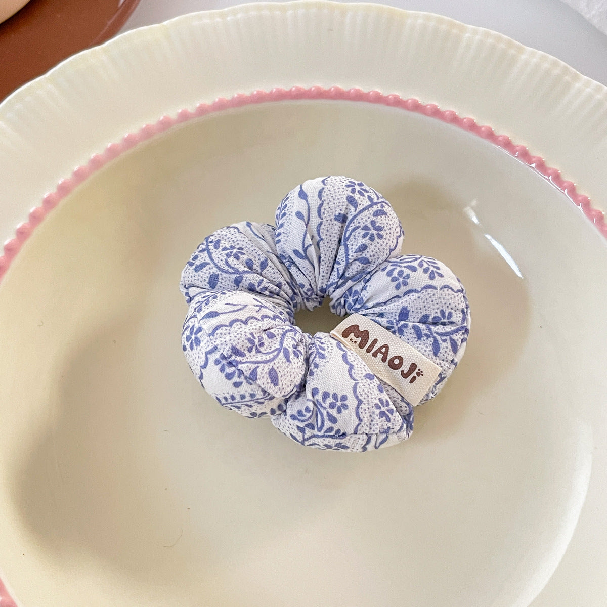 Floral Bow Hair Scrunchie for Girls – Korean Style Sponge Hair Ring (Pack of 6)