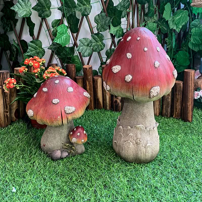 Charming Garden Sculpture Ornament - Mushroom Design