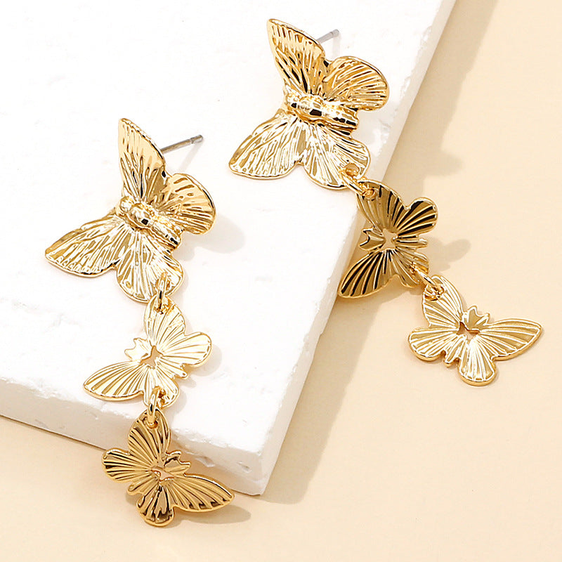 Women’s Butterfly Earrings – Gold Alloy Nature-Inspired Statement Jewelry