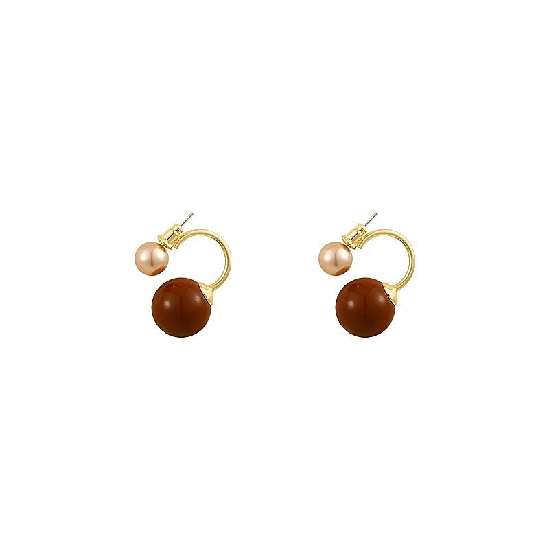Retro Coffee Ball Earrings for Women – Geometric Round Fashion Jewelry