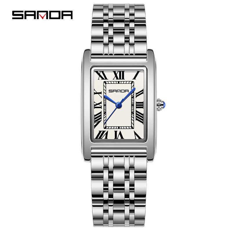 SANDA Retro Square Quartz Couple Watch – Waterproof Unisex Watch with Roman Dial