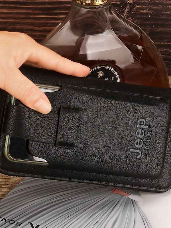 Men's PU Leather Wallet Clutch – Phone Bag with Zipper Closure