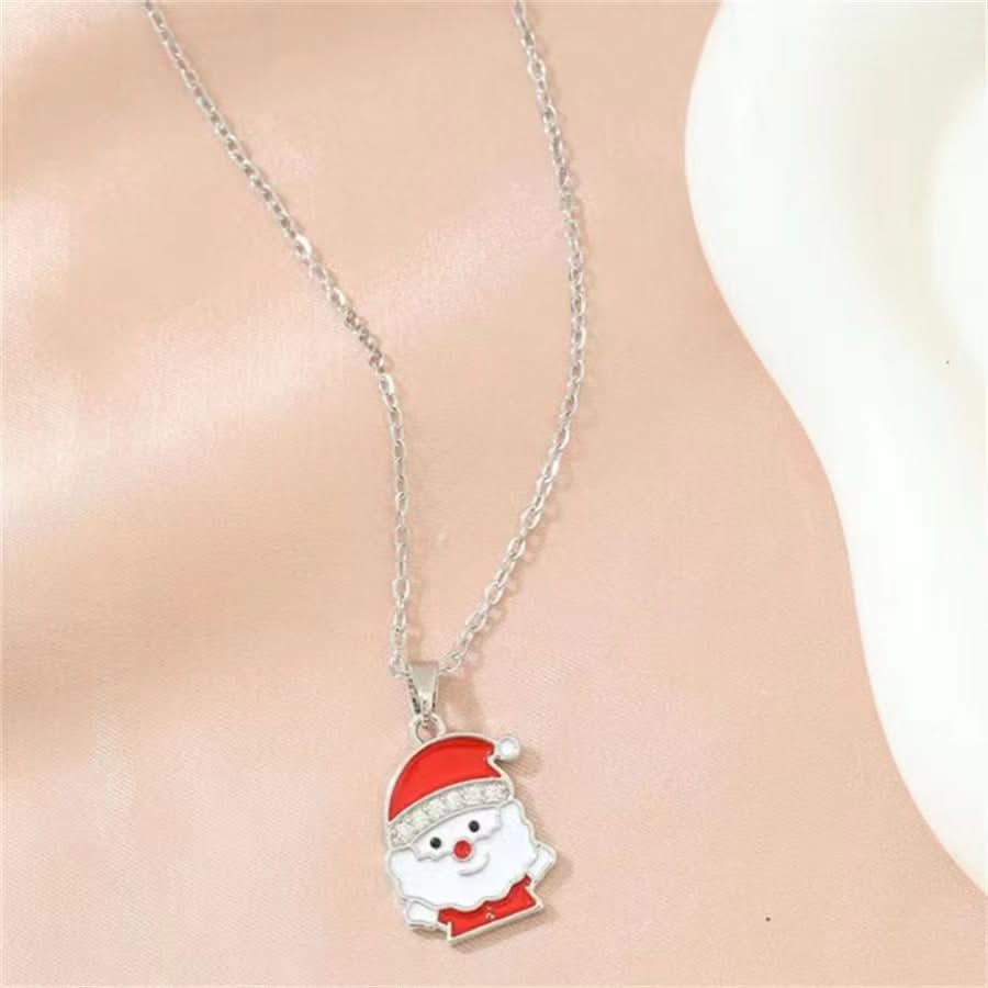 Santa Claus Red Pendant Necklace for Women