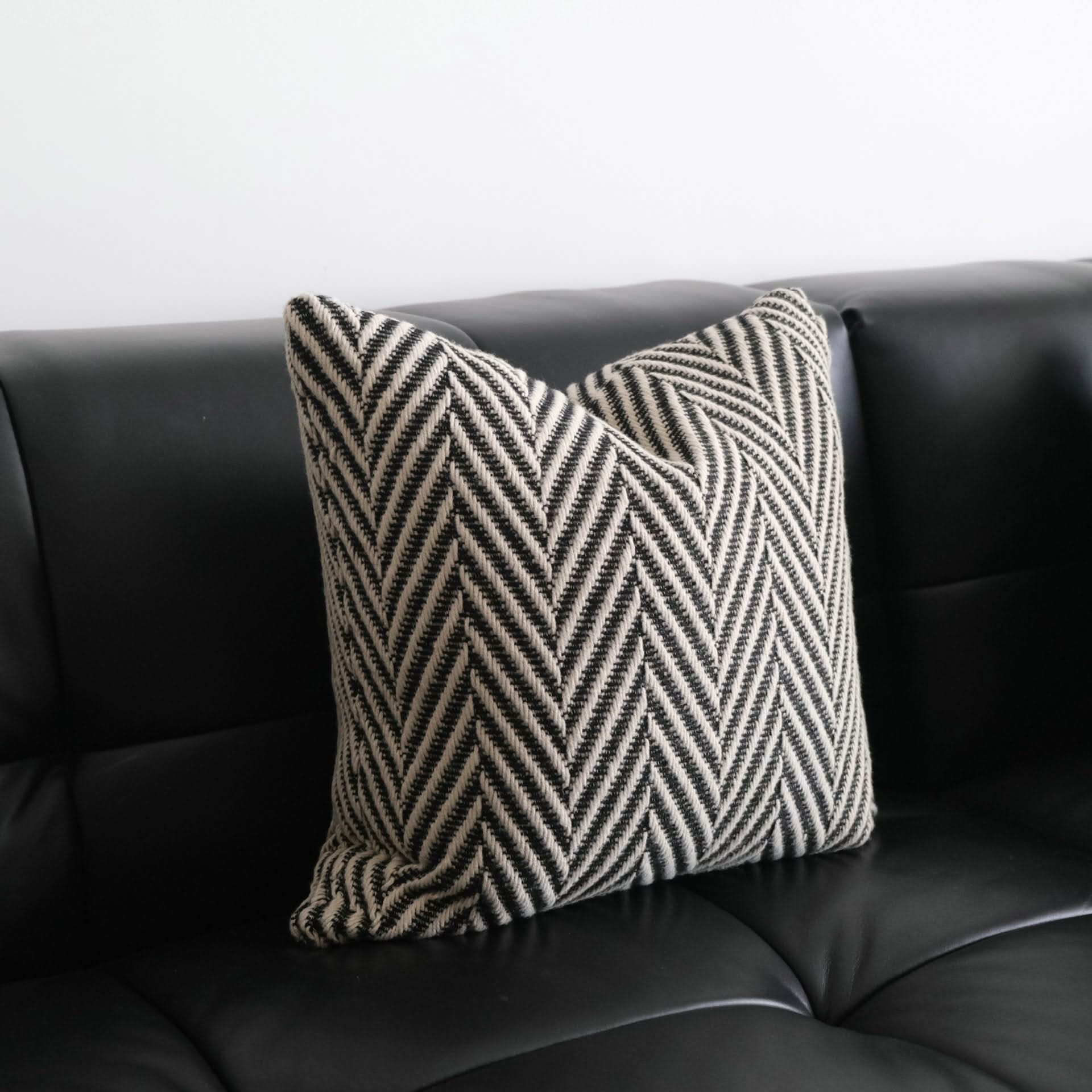 Modern Herringbone Woolen Cushion Cover - Stylish Living Room Pillowcase