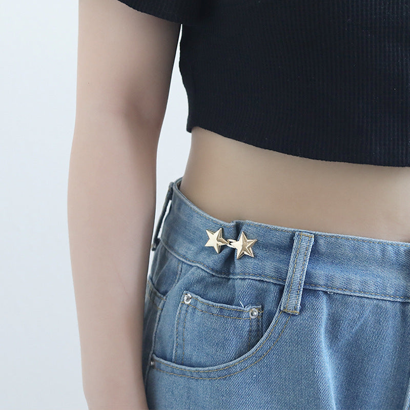Adjustable Jeans Waist Buckle – Five-Pointed Star Alloy Clip for Waist Tightening (Pack of 2)