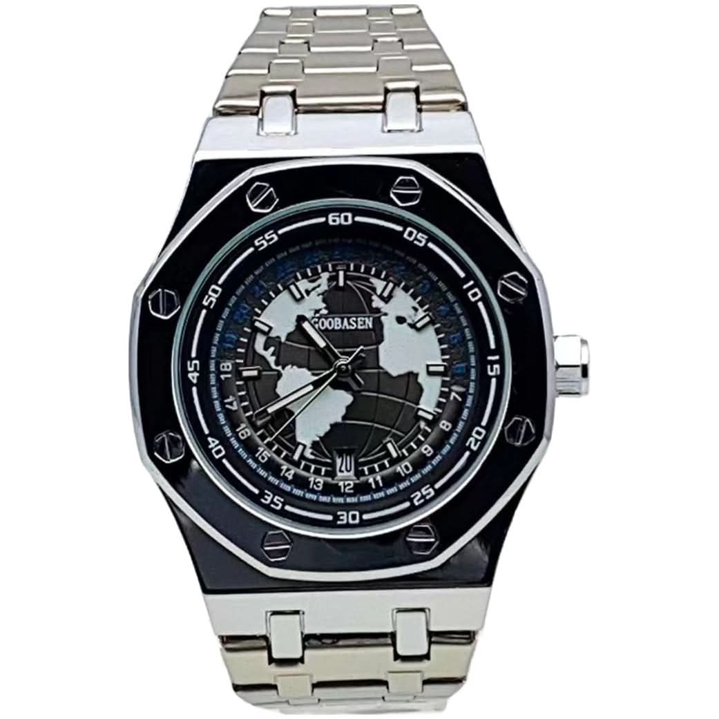 Men’s Luminous Octagon Dial Quartz Watch – Calendar Display