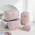 Velvet Cosmetic Bag Set – 4-Piece Travel Makeup Organizer for Women