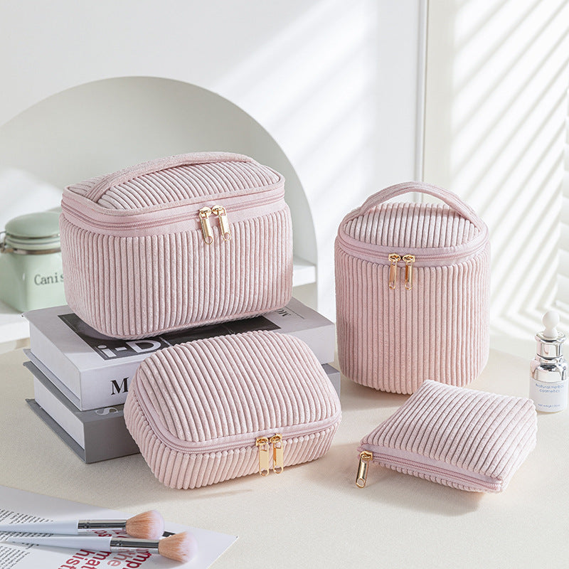 Velvet Cosmetic Bag Set – 4-Piece Travel Makeup Organizer for Women