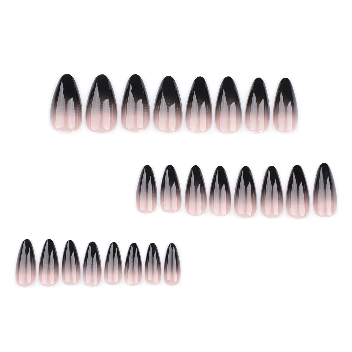 Chic Black Ombre Stiletto Press-On Nails – Long Gradient Acrylic Glue-On Set