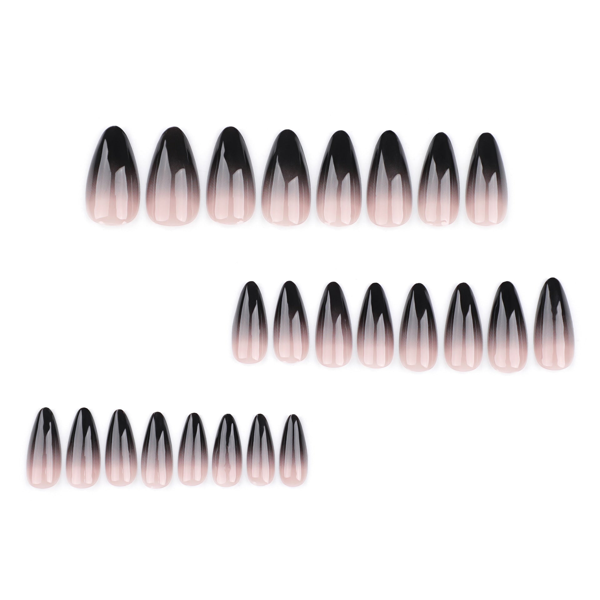 Chic Black Ombre Stiletto Press-On Nails – Long Gradient Acrylic Glue-On Set