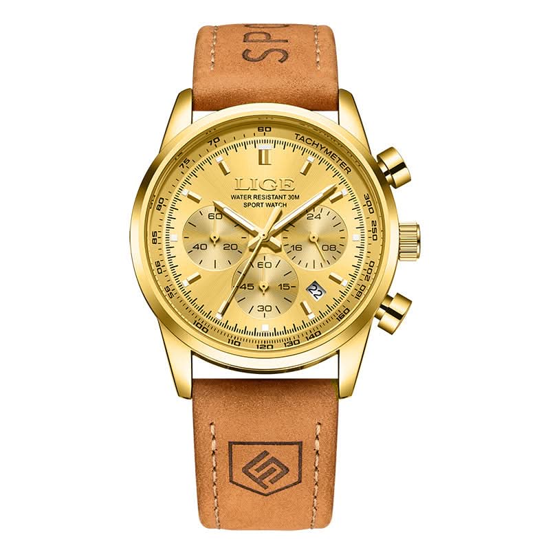 Men’s Luxury Business Quartz Watch – 3-Dial Chronograph