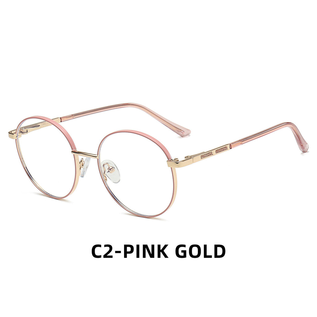Ultra-Light Round Metal Blue Light Glasses for Women – Full Frame Computer Eyewear