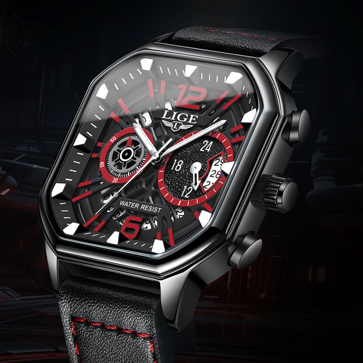 Octagonal Sports Watch for Men – Multi-Function Quartz Watch