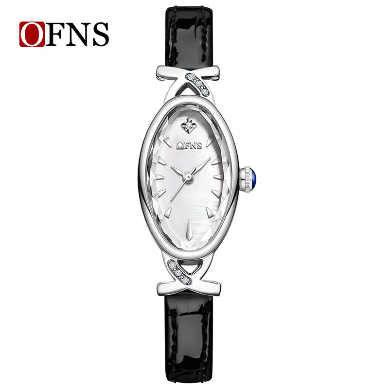 OFNS Women’s Quartz Watch – Unique Oval Dial, Waterproof Leather Strap Timepiece