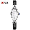 OFNS Women’s Quartz Watch – Unique Oval Dial, Waterproof Leather Strap Timepiece