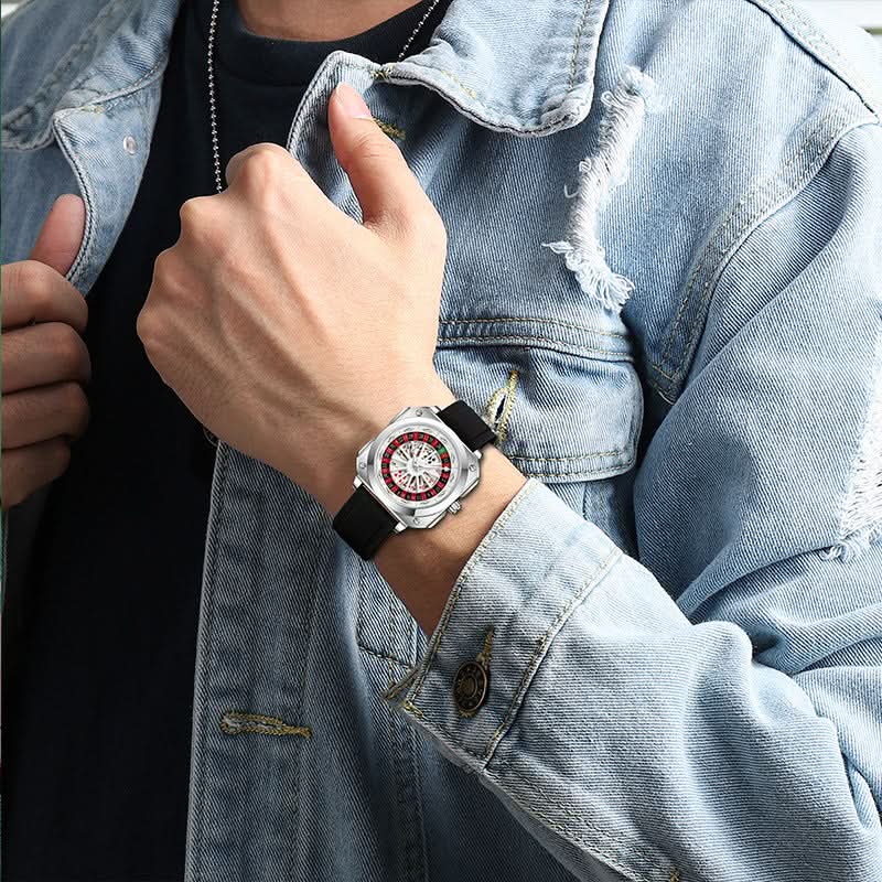 Men’s Lucky Poker Automatic Watch – Gambler Style Turntable Dial