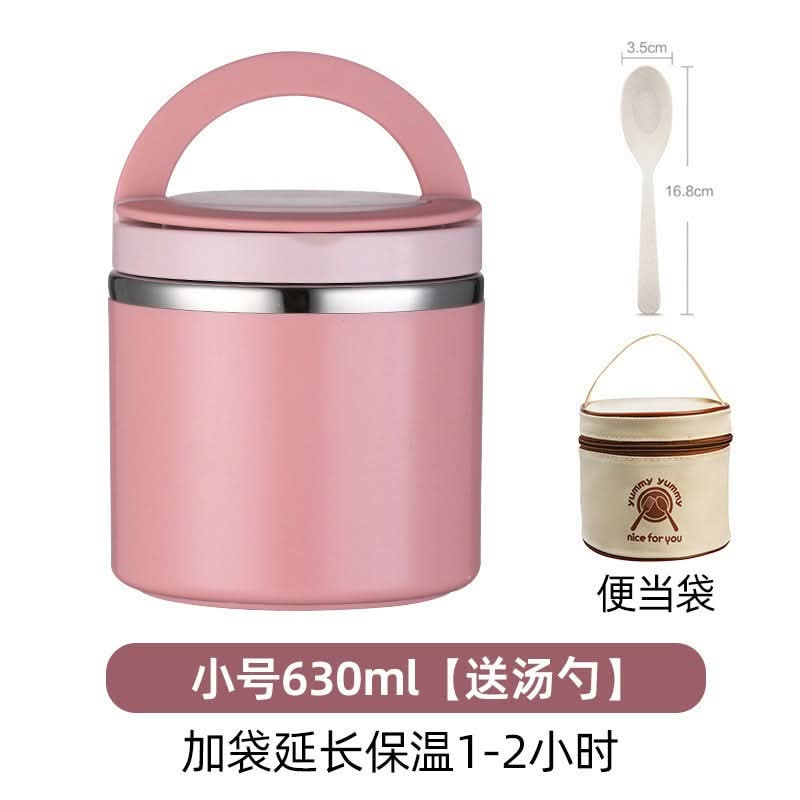 Insulated Stainless Steel Round Lunch Box – Thermal Food Container for Adults