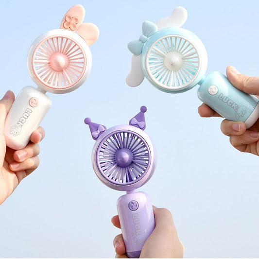 Portable Cartoon Handheld Fan – USB Rechargeable, Detachable Base