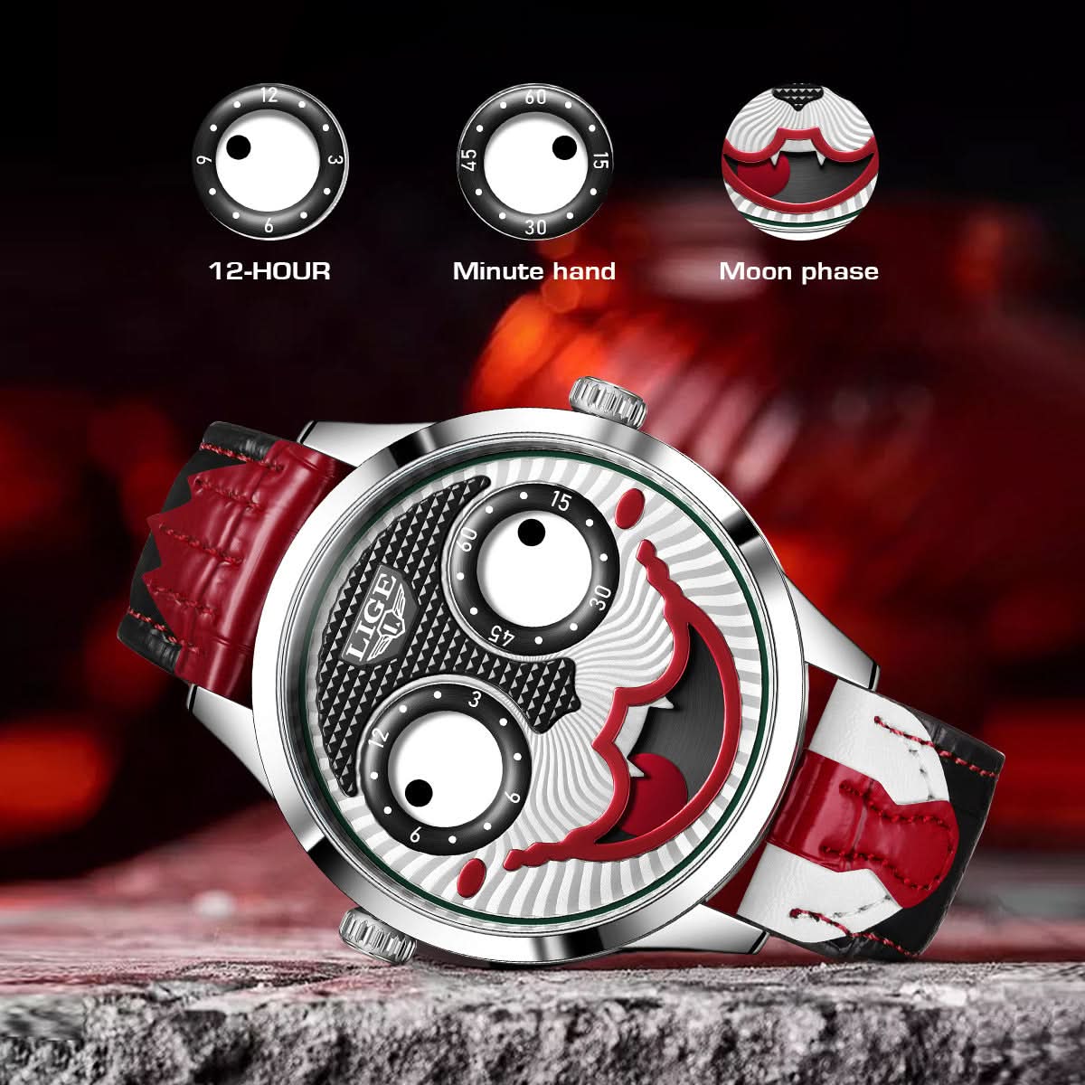 Joker-Inspired Men's Quartz Watch – Trendy, Waterproof Fashion Timepiece