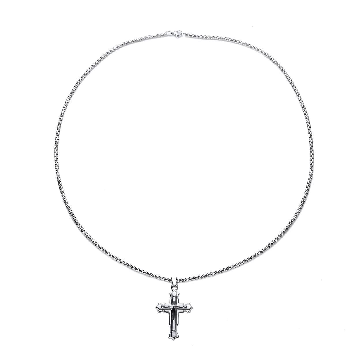 Men’s Retro Titanium Steel Cross Necklace – Minimalist