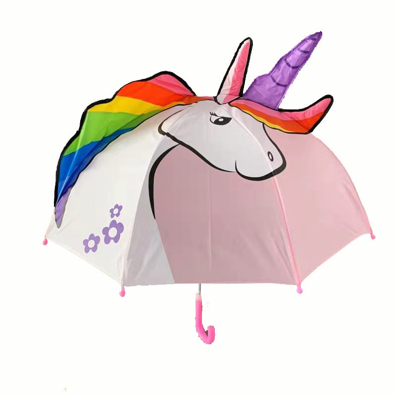 Kids Cartoon Umbrella with 3D Ears – Ultra-Light Fiberglass, Ages 2–7