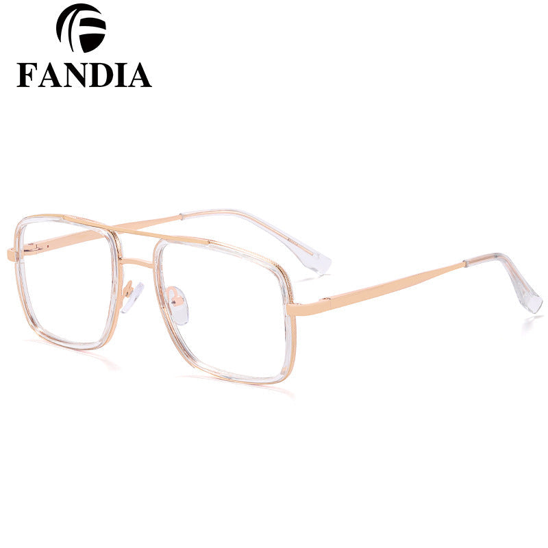 Men’s Square Frame Anti-Blue Light Glasses – Large Optical Flat Mirror UV400