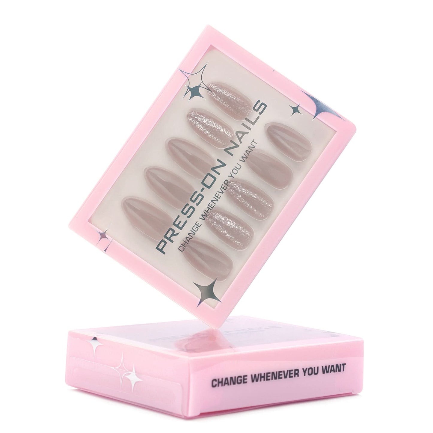 Reusable Short Almond Press-On Nails – Elegant Beige Fake Nails