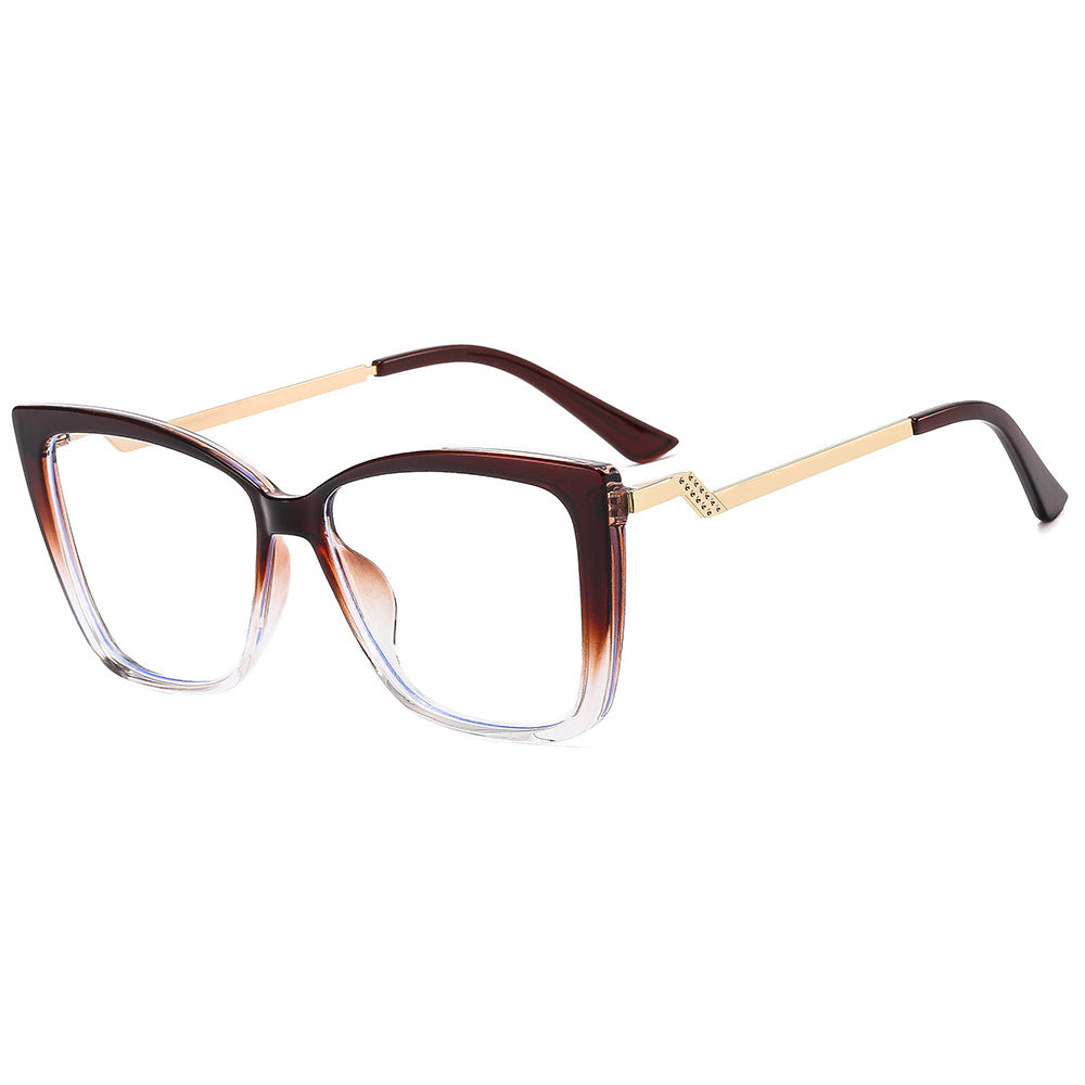 Retro Cat-Eye Anti-Blue Light Glasses – Colorblock Square Frame Eyewear