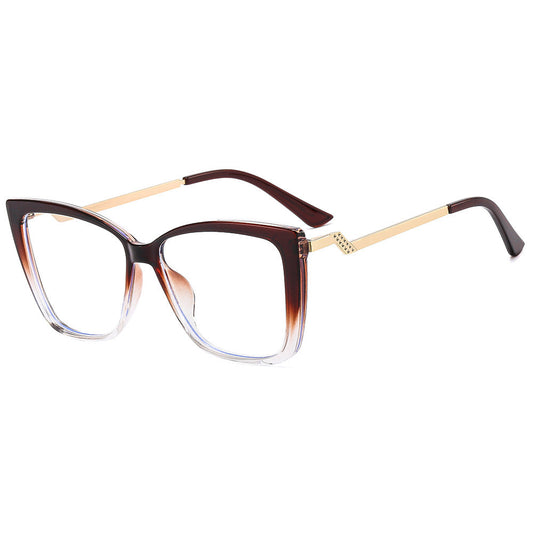 Retro Cat-Eye Anti-Blue Light Glasses – Colorblock Square Frame Eyewear