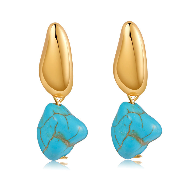 Drop Stud Earrings with Baroque Pearl – Artistic Minimal Gold Jewelry for Women