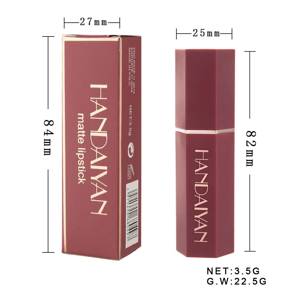 HANDAIYAN Matte Lipstick Set – Long-Lasting, Waterproof, High-Pigment, Moisturizing Lip Color (Pack of 6)