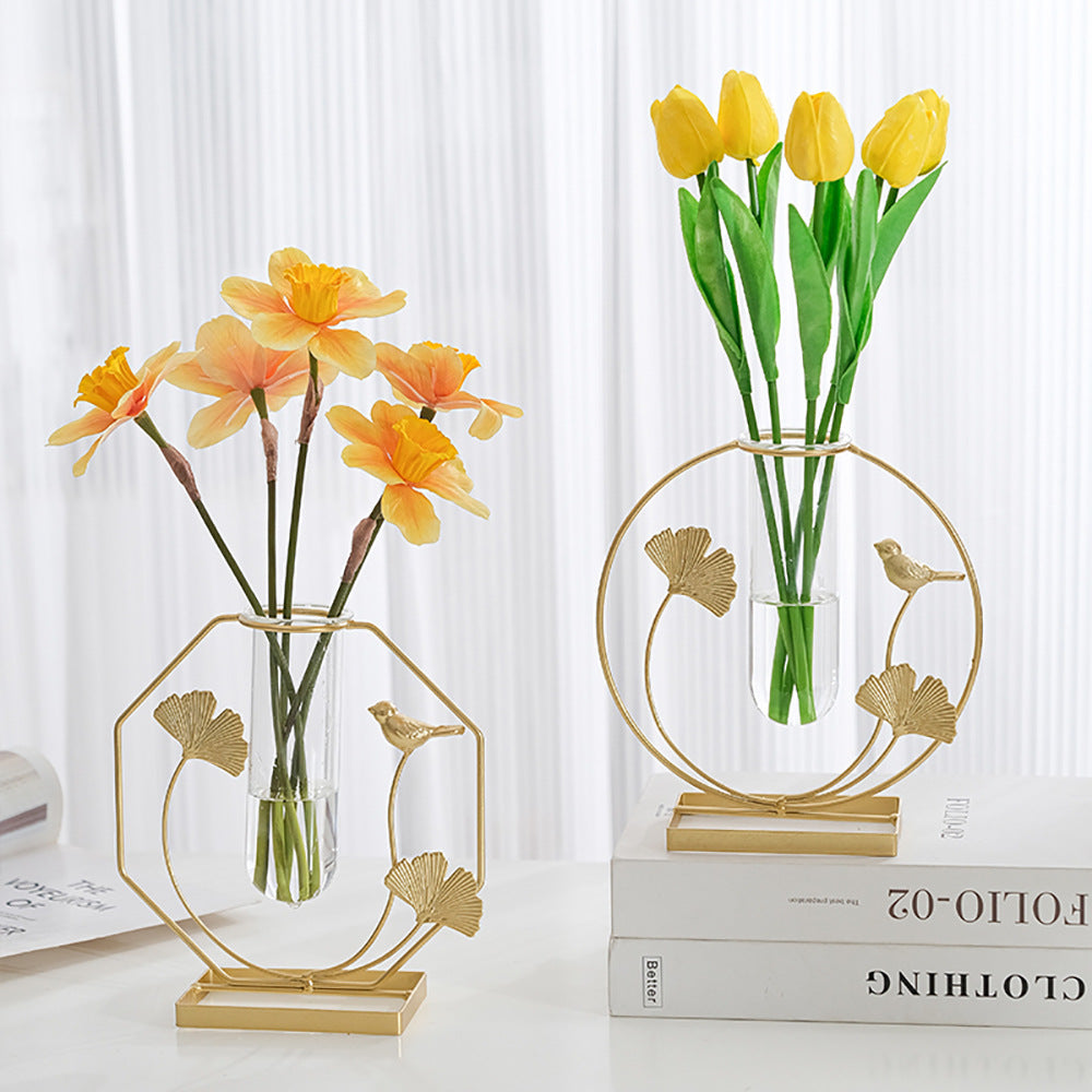 Gold Bird Flower Vase – European-Style Decorative Vase (Artificial Flowers not included)