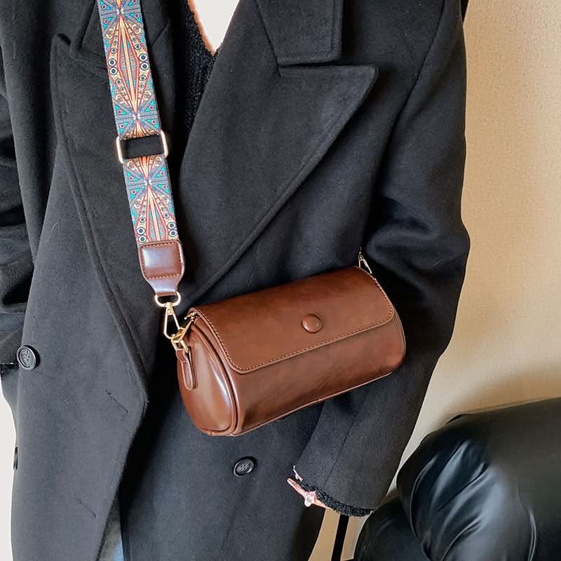 Women's Retro Cylindrical Messenger Bag – With Wide Shoulder Strap
