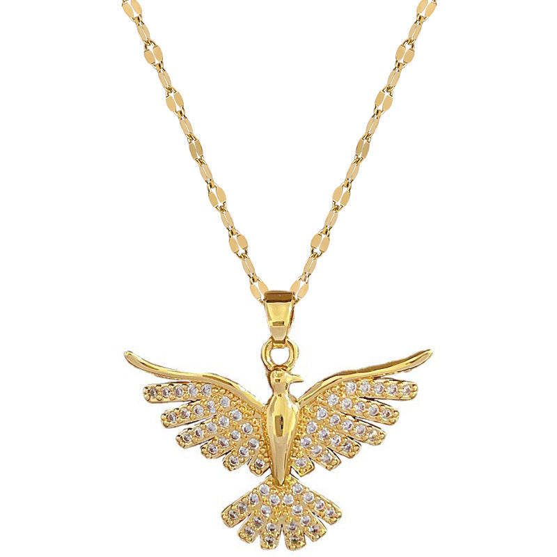 Phoenix Wings Pendant Necklace – Luxury Titanium Steel Clavicle Chain for Women