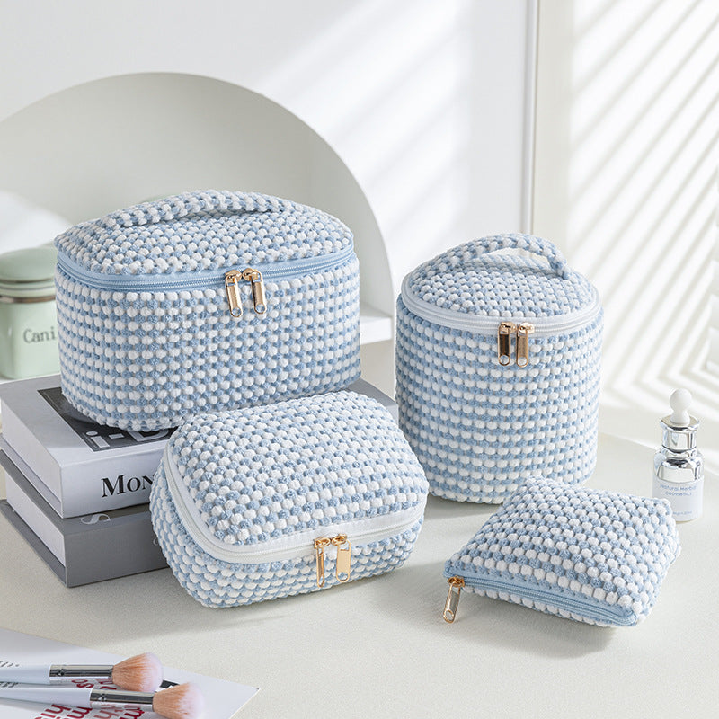 Velvet Cosmetic Bag Set – 4-Piece Travel Makeup Organizer for Women