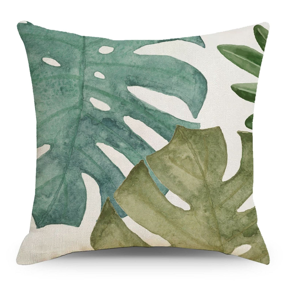 Tropical Plant Pillow Cover - Green Leaves, Summer-Ready (Set of 2)