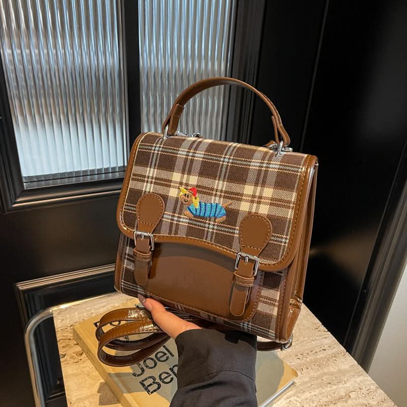 Women's Retro Plaid Small Backpack – Stylish Commuter Bag