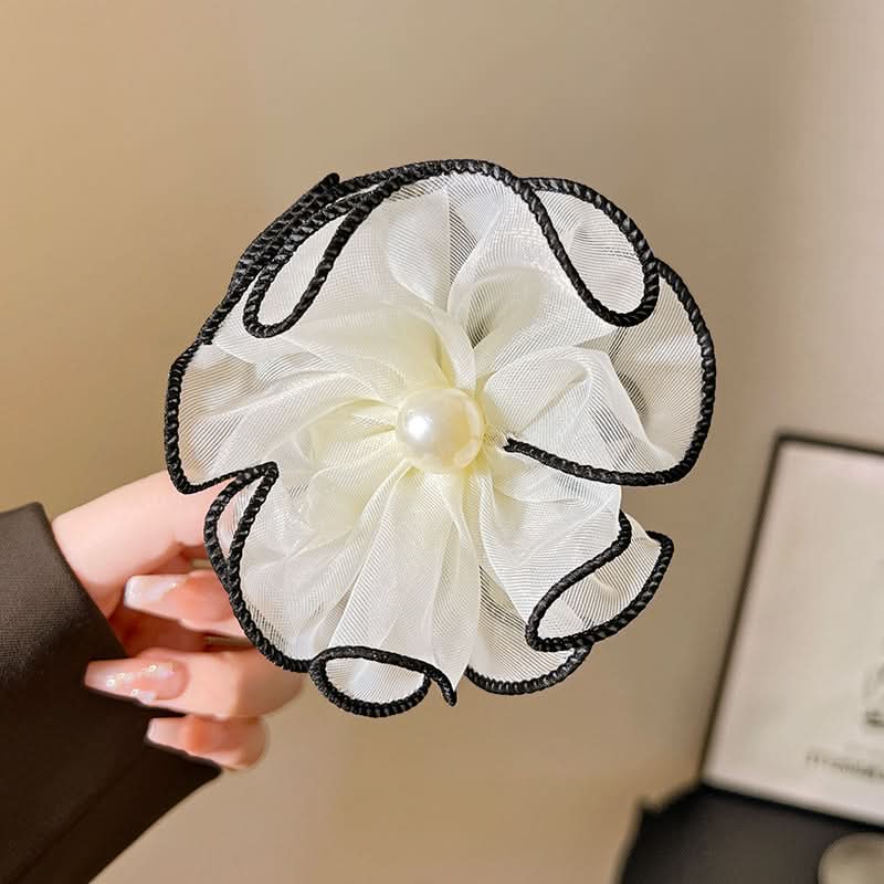 Set of 3 Women’s Flower Bud Hair Clips – Elegant Mesh Bun & Bead Shark Clips for Half-Up Hairstyles
