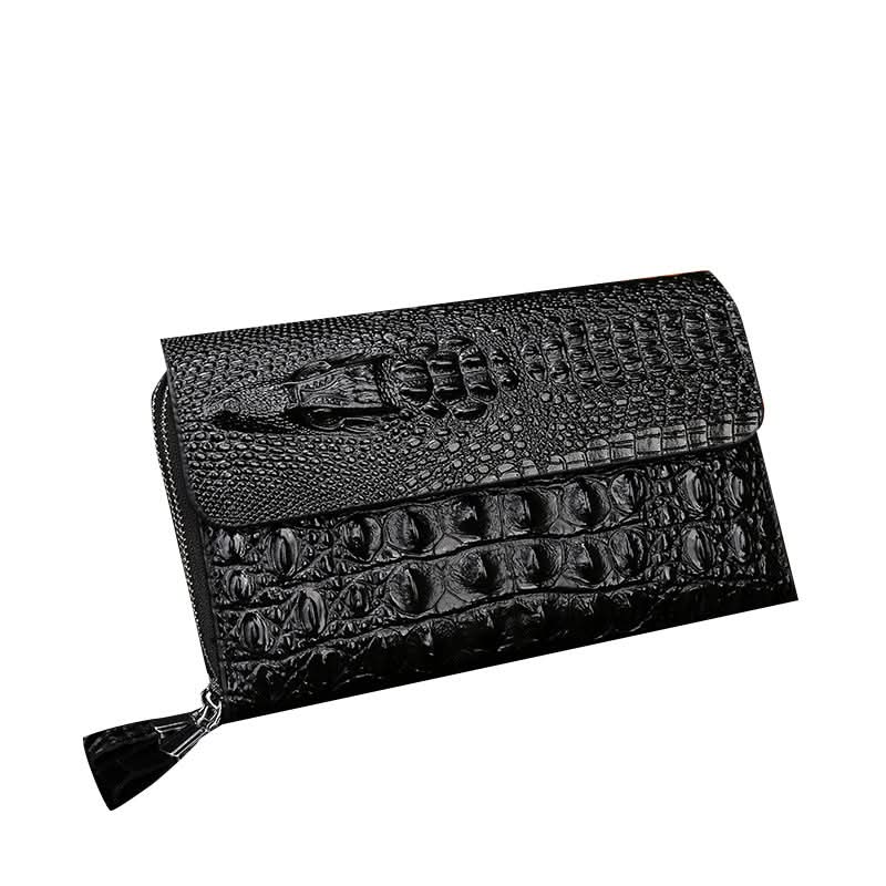 Men’s Crocodile Pattern PU Leather Wallet – Multi-Card Slot Business Clutch Bag