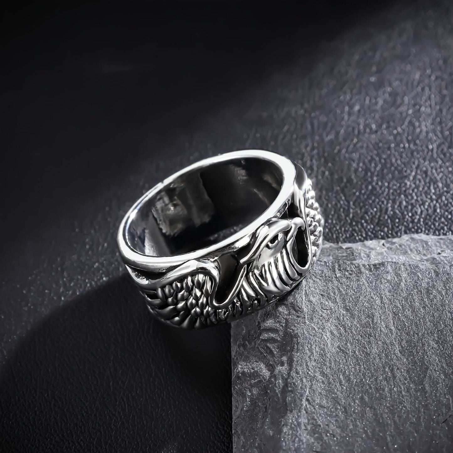 Men’s Retro Eagle Ring – Bold Zinc Alloy Animal Ring, Silver Finish