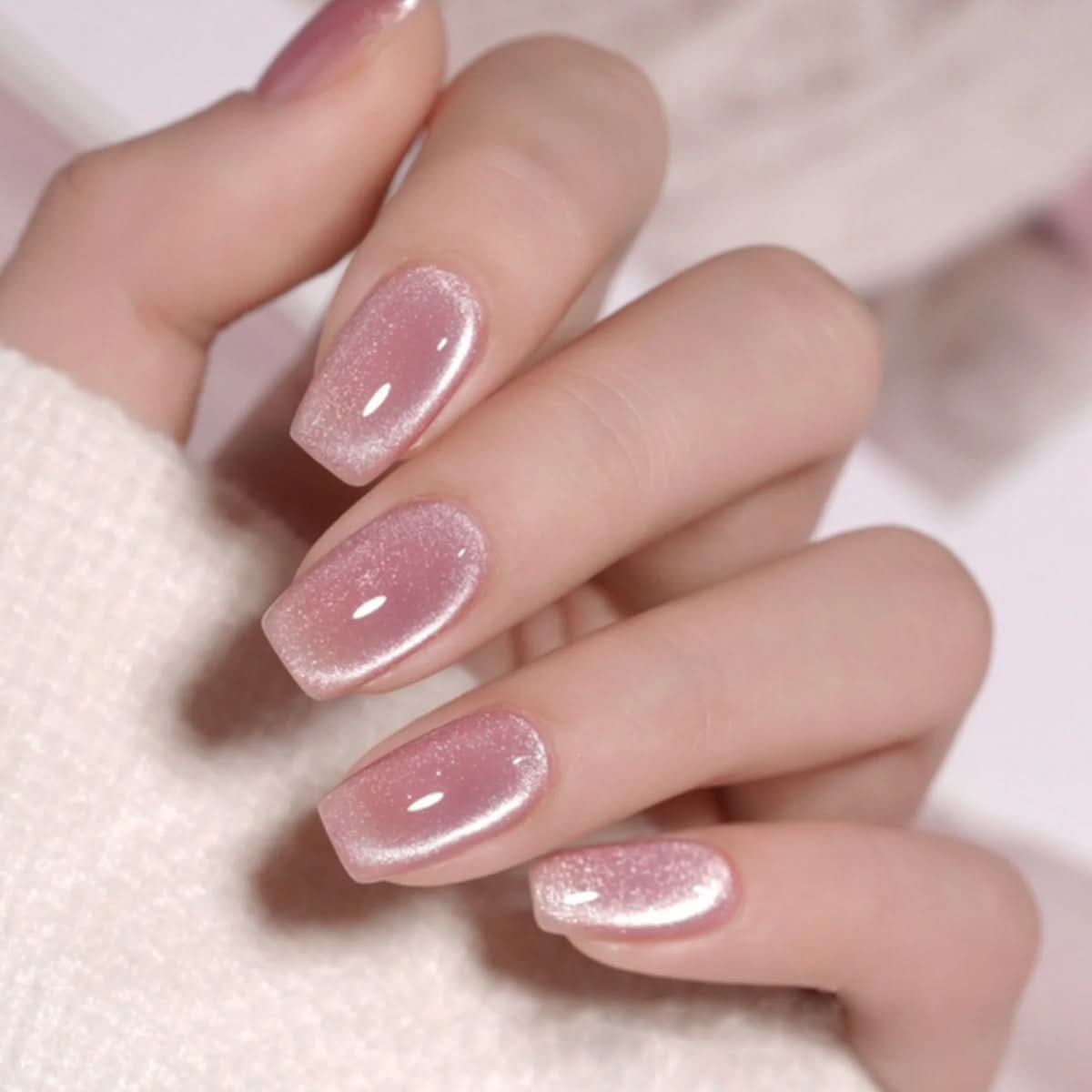 Black Crystal Cat's Eye Wearable False Nails – Finished Nail Art