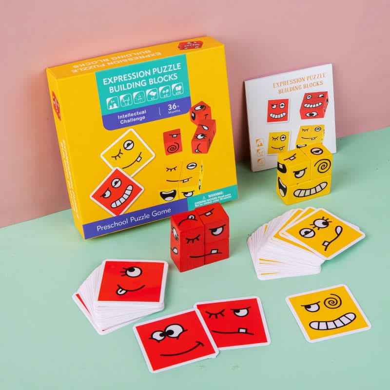 Face-Changing Wooden Puzzle Cube Game Toy