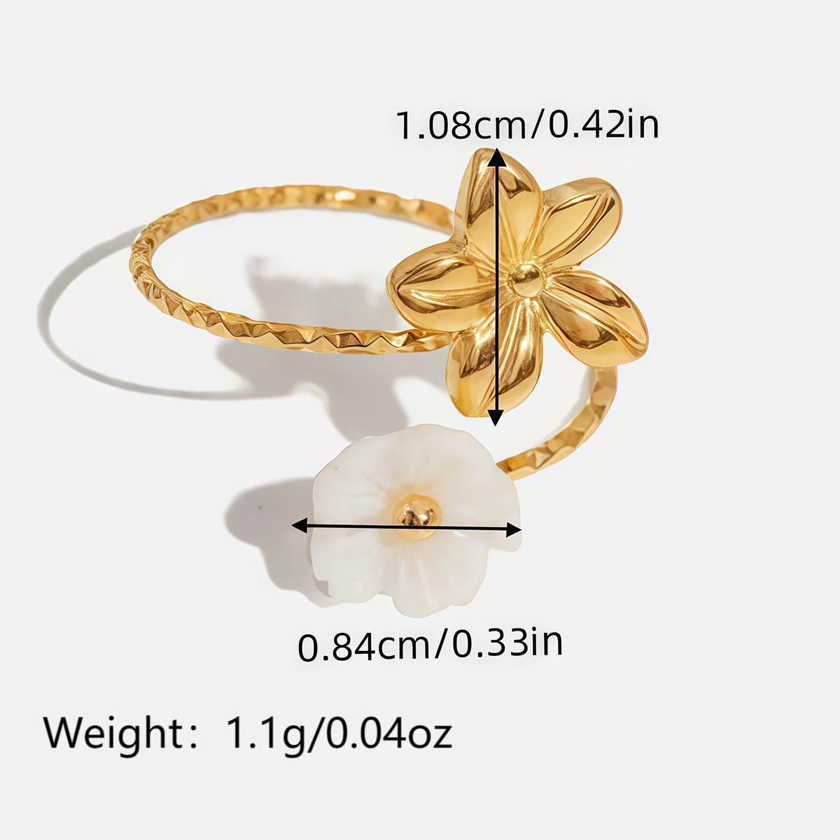 Gold Floral Open Ring – Adjustable Stainless Steel Women’s Luxury Ring