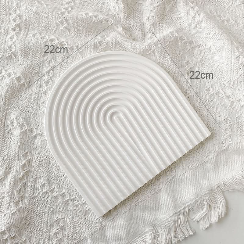 Nordic 3D Plaster Round Tray - Wave Pattern, Photo Props & Decoration