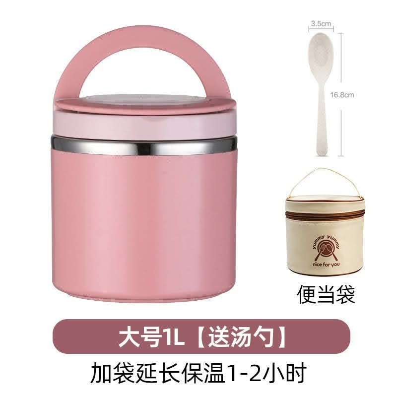 Insulated Stainless Steel Round Lunch Box – Thermal Food Container for Adults