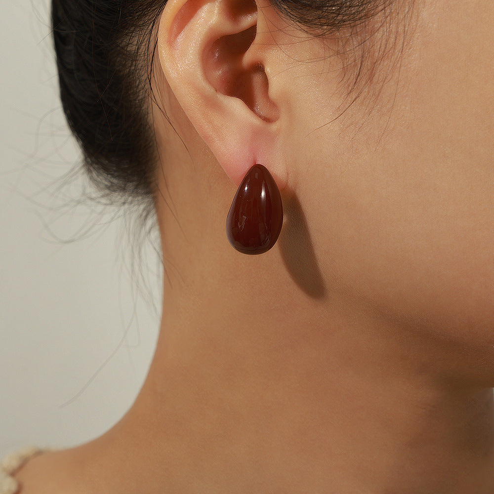 Retro Copper Teardrop Enamel Earrings – Vintage Hollow Design Jewelry