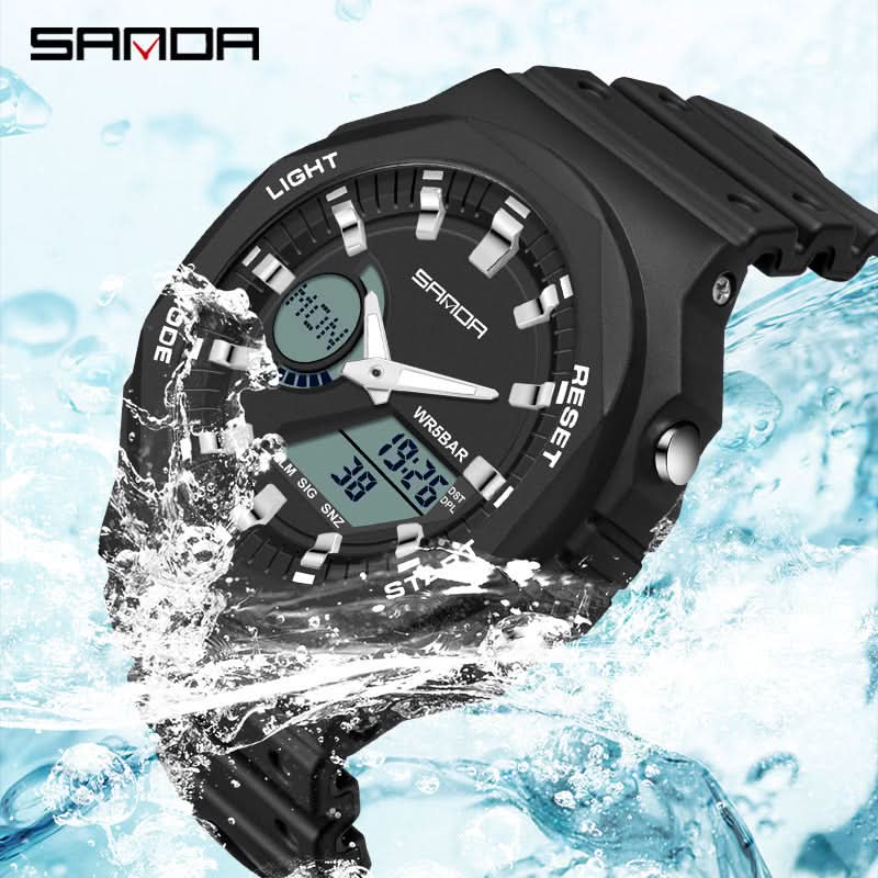 Men’s Dual Display Sports Watch – Waterproof, Multi-Functional Watch