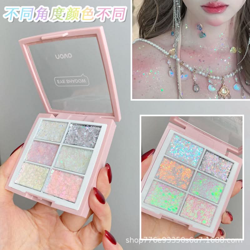 NOVO Glitter Eyeshadow Gel – Shimmering 6-Color Palette, High-Pigment Eye Makeup