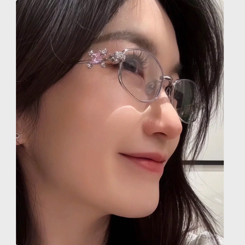 Women's Polygonal Anti-Blue Light Glasses – Irregular Metal Frame Myopia Eyewear