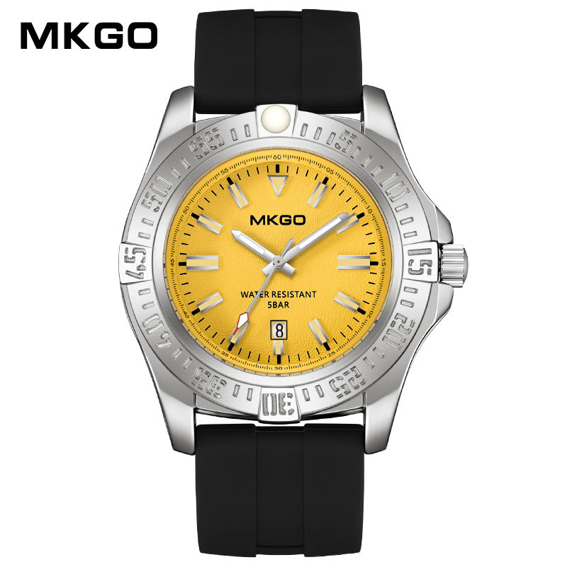 MKGO Men’s Quartz Watch with Calendar – Waterproof Silicone Strap Sport Timepiece